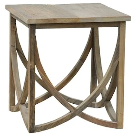 Transitional Square Elm Wood End Table